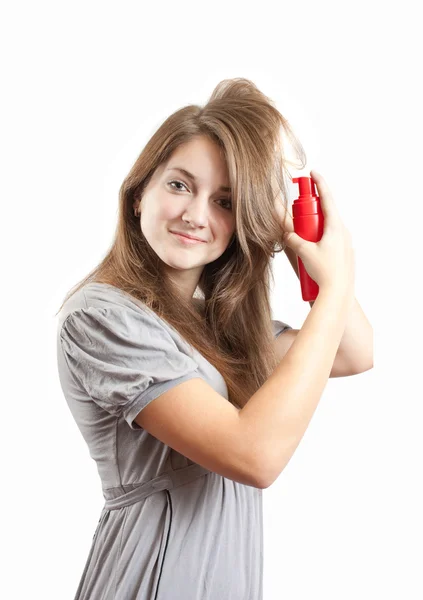 Girl making a hairdo — Stock Photo, Image