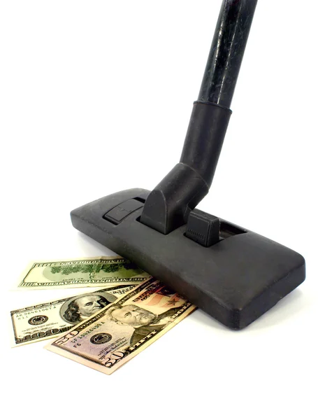 Vacuum cleaner and money — Stock Photo, Image
