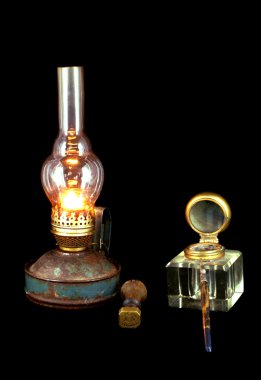 Oil lamp and inkstand clipart