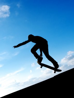 Skater in sky clipart