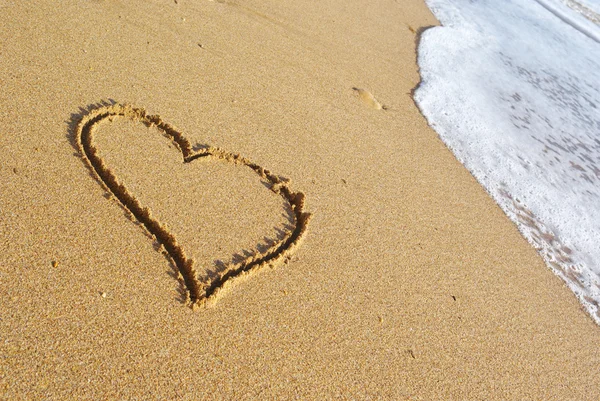 해변의 심장 — 스톡 사진