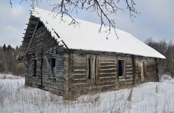 stock image Old broken house in winter