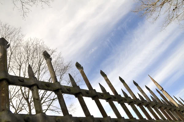 stock image Metal fence against the spring sky