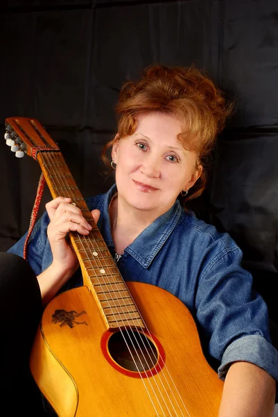 stock image Beautiful woman with guitar