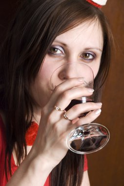 Woman with wine clipart