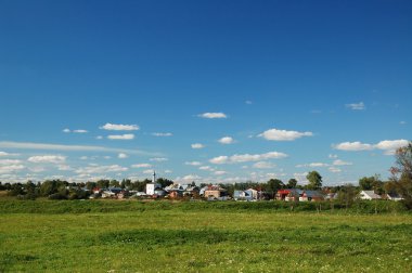 Russia village rural landscape clipart