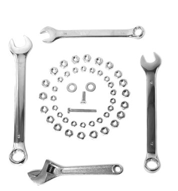 Nuts & bolts conposition fun skull clipart