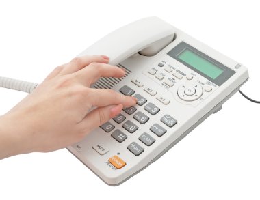 Phone ring in human hand on white using clipart