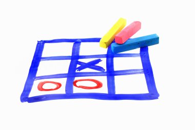 Tic tac toe and piece of chalk clipart