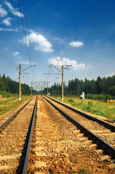 Stål järnvägsspåren — Stockfoto