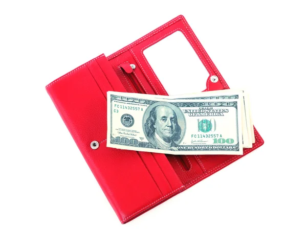 Öppna handväska feminina röda med pengar 4 — Stockfoto