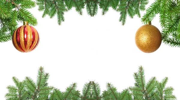 Vánoční rám z borové větve — Stock fotografie