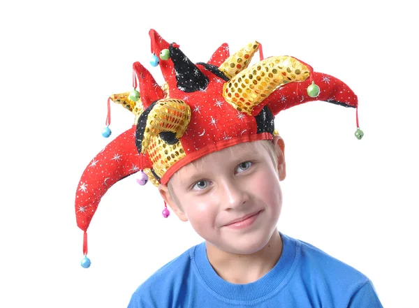 Christmas kırmızı şapkalı çocuk — Stok fotoğraf