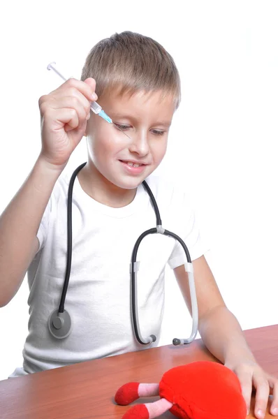 医師の 7 歳の少年 — ストック写真