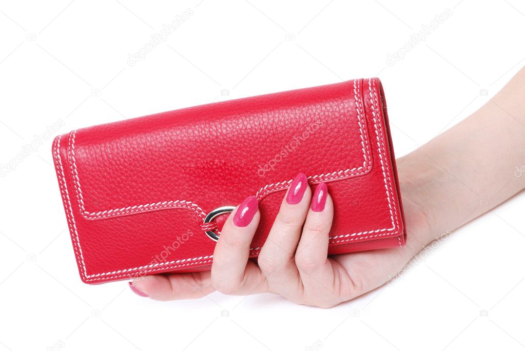 Hand with purse feminine red