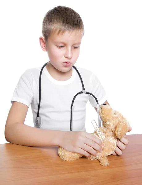 Liebenswerte zukünftige Ärztin 7 Jahre alt — Stockfoto