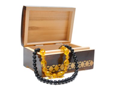 Wooden box with jewelry clipart