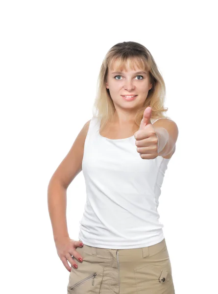 Young businesswoman showing ok — Stock Photo, Image