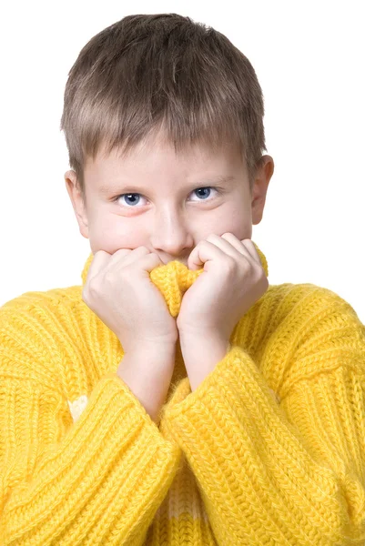 Boy in yellow sweater — Stock Photo, Image