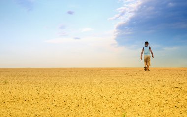 Men in sand desert clipart