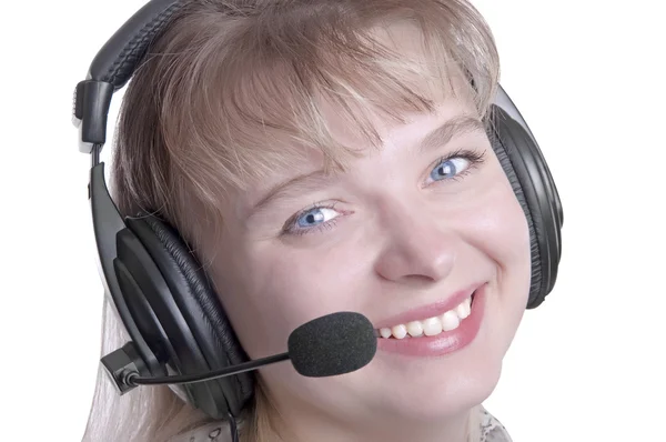 Müşteri operatör kadın gülümsüyor — Stok fotoğraf
