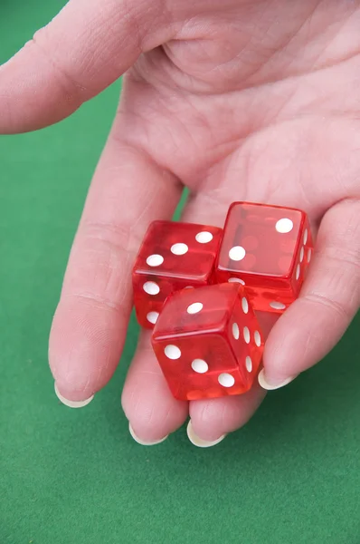 Close up of a hand throwing dices — Stock Photo, Image