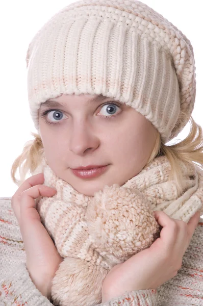 Menina caucasiana em roupas de inverno — Fotografia de Stock