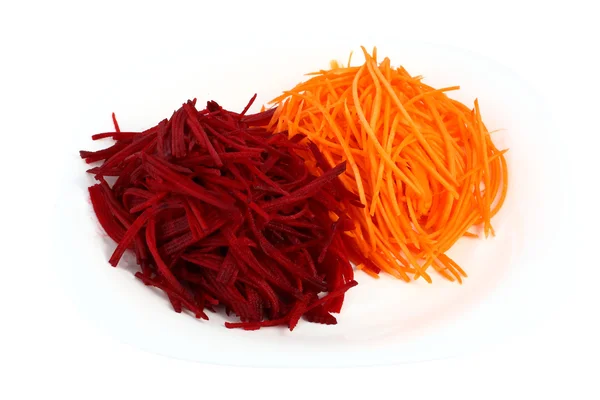 Carrots and beets sliced julienne — Stock Photo, Image
