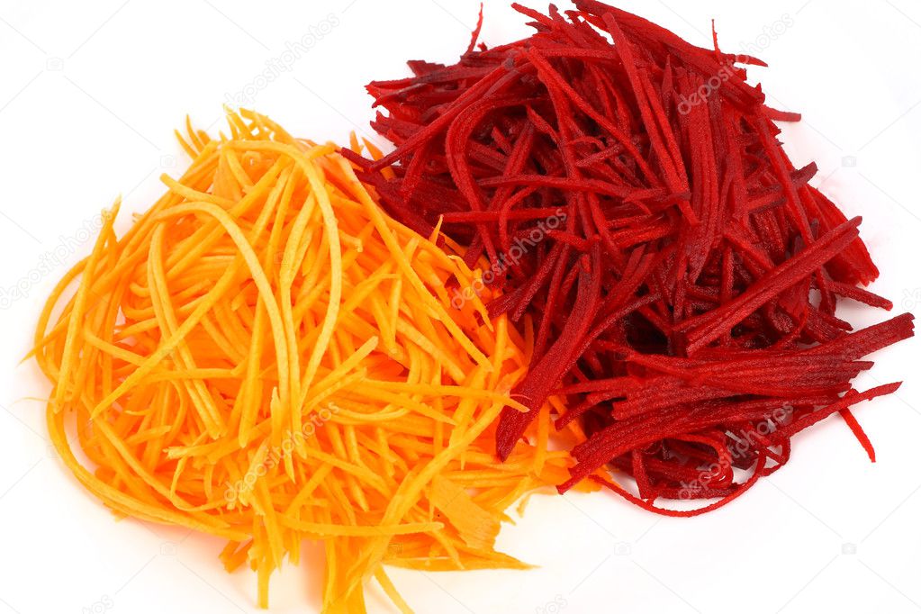 Carrots and beets sliced julienne