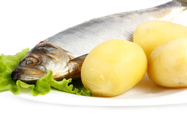 Haşlanmış patates ile Atlantik ringa balığı — Stok fotoğraf