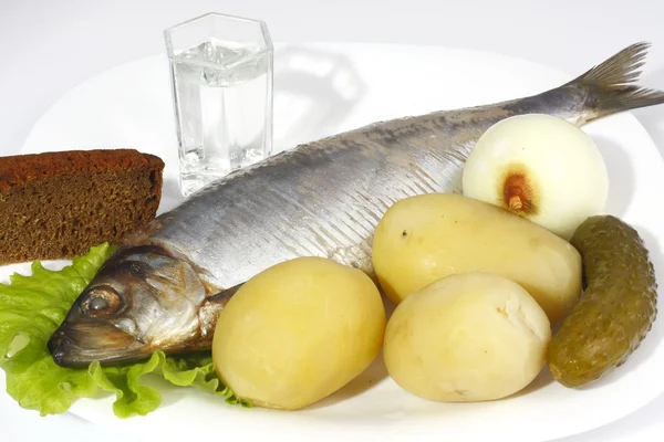 Atlantic herring with boiled potatoes — Stock Photo, Image