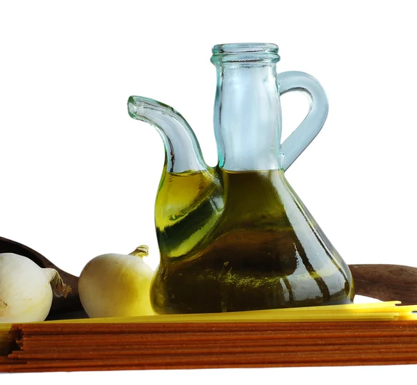 Olivový olej a špagety — Stock fotografie