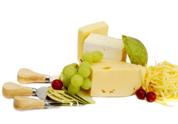 Cheese and fruits — Stock Photo, Image