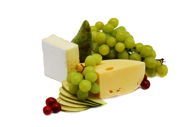 Cheese and fruits — Stock Photo, Image