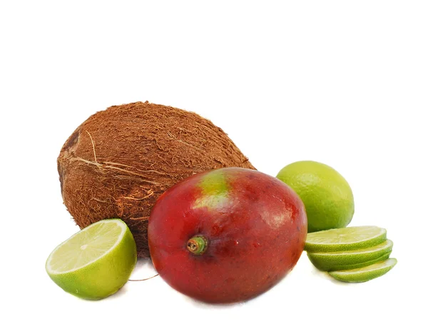 Früchte und Kokosnuss — Stockfoto