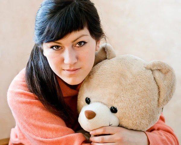 Girl and bear — Stock Photo, Image