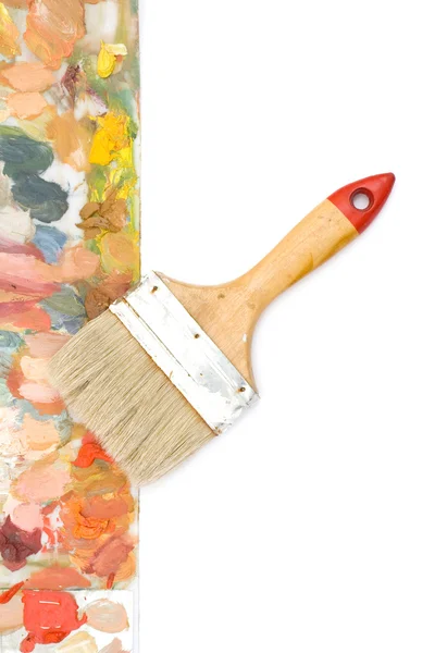 Isolated brush and palette — Stock Photo, Image