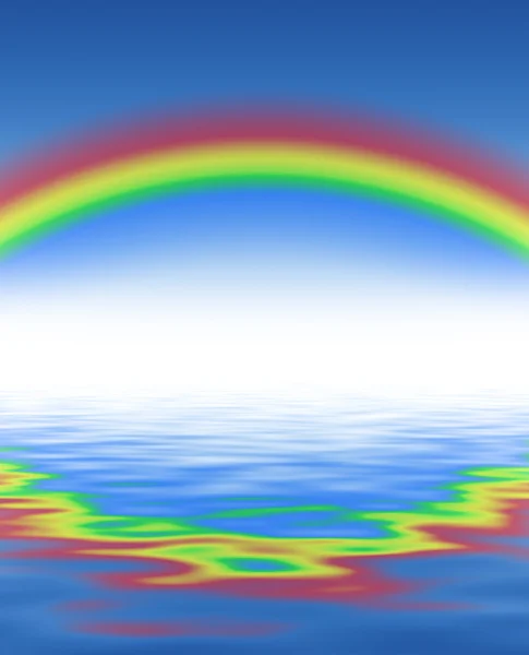 Rainbow i niebieski wody... z falami — Zdjęcie stockowe