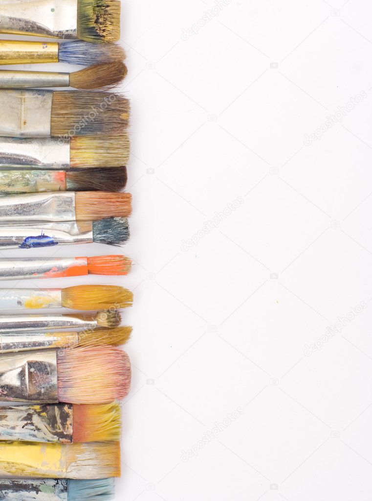 Color brushes on white background