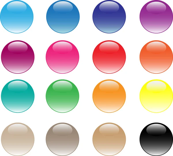 Glassy buttons. 16 different colors — Stock Photo, Image