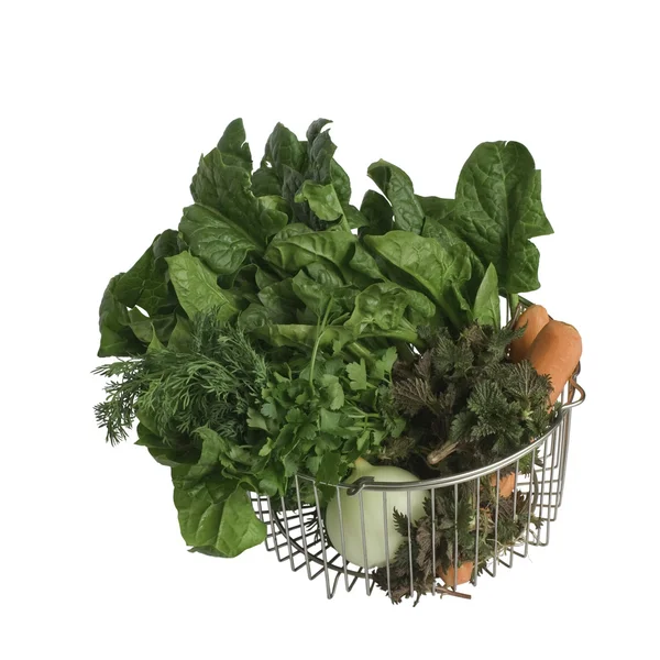 Raw vegetable in steel basket — Stock Image Raw vegetable in steel basket Stock Image