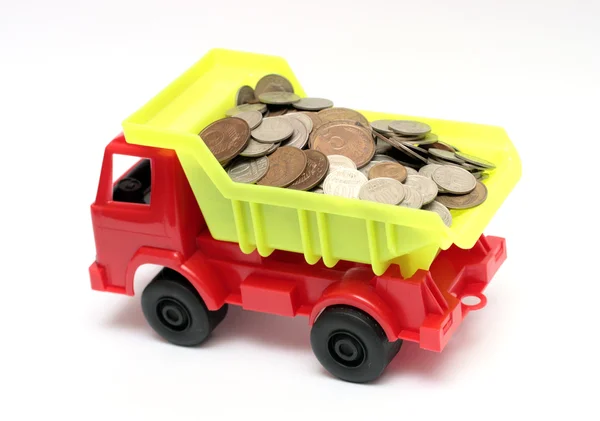 Camión con monedas - concepto de negocio — Foto de Stock