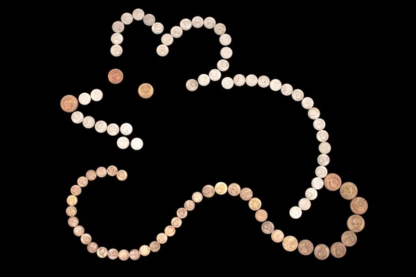 Muis - silhouet van munten — Stockfoto