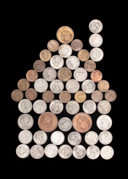 Símbolo de la casa - silueta de monedas — Foto de Stock