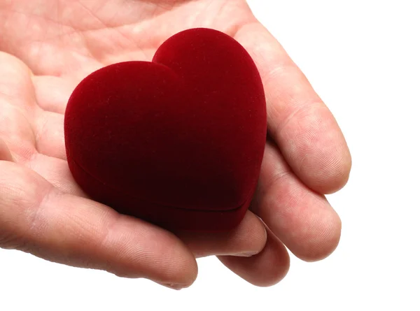 Ręce mężczyzny prezenty serca — Zdjęcie stockowe