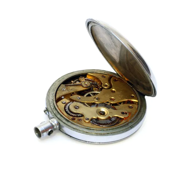Старые карманные часы с открытой крышкой — стоковое фото