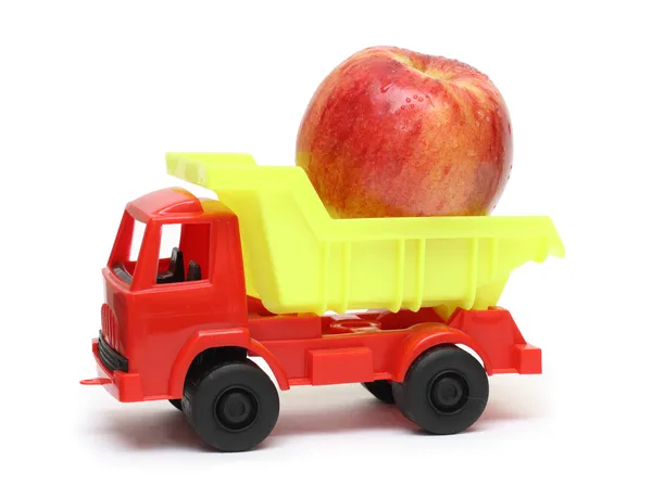 식품 운송 개념-장난감 트럭 — 스톡 사진
