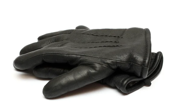 Paar schwarze Lederhandschuhe — Stockfoto