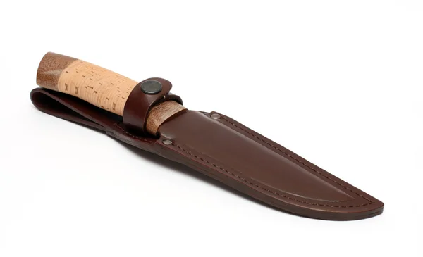Lovecký nůž v kožené pouzdro — Stock fotografie