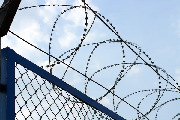 Fence with barbed wire close-up — Stock Photo, Image